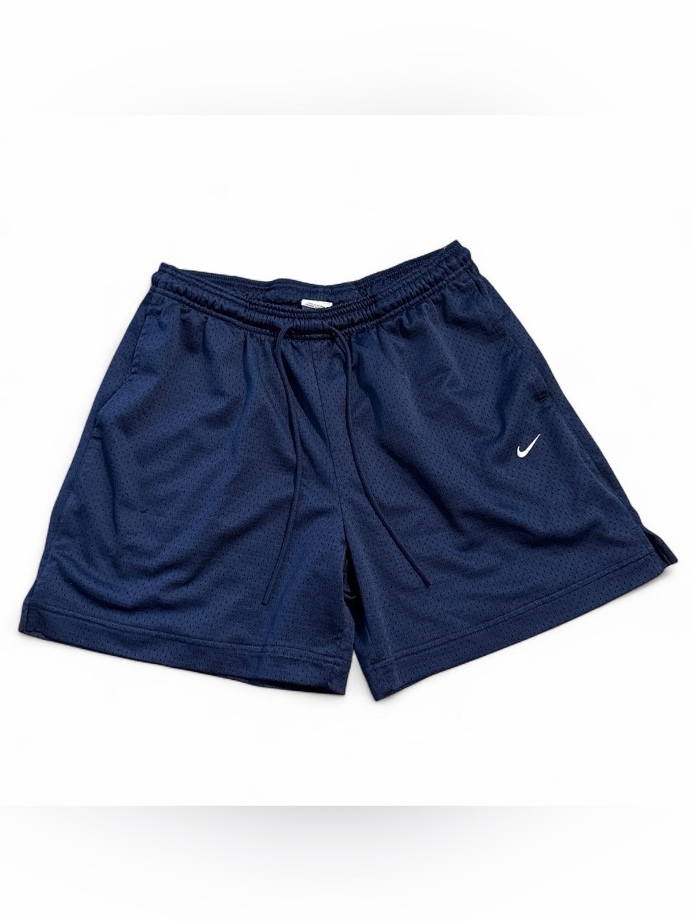 Nike Navy Athletic Mesh Shorts with White Swoosh